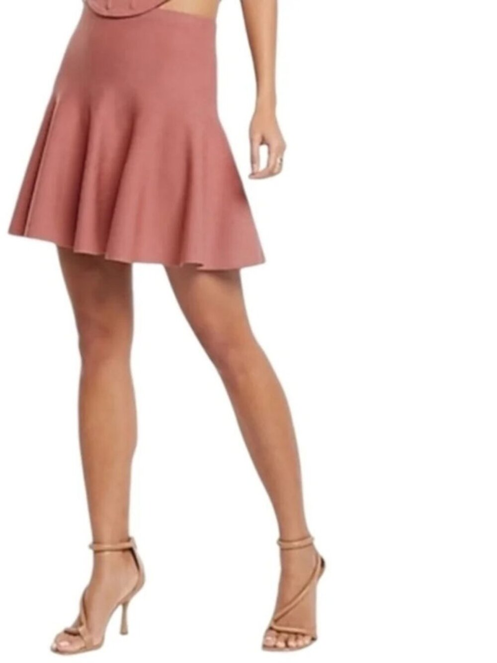 Express Body Contour High-Waisted Dusty Rose Mini Skirt